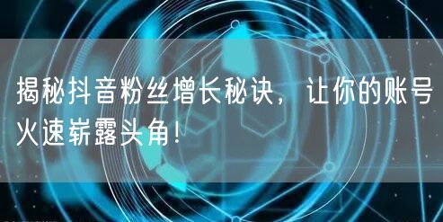 揭秘抖音粉丝增长秘诀，让你的账号火速崭露头角！