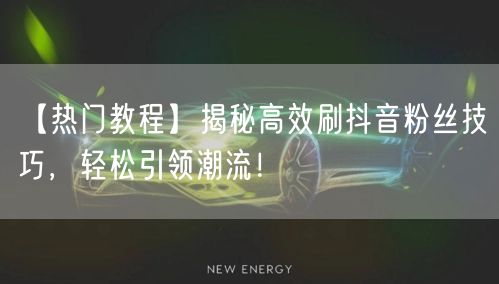 【热门教程】揭秘高效刷抖音粉丝技巧，轻松引领潮流！