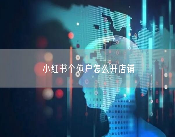 小红书个体户怎么开店铺