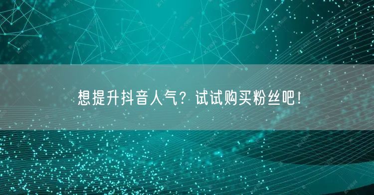 想提升抖音人气？试试购买粉丝吧！