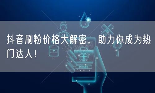 抖音刷粉价格大解密,助力你成为热门达人!