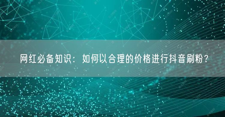 网红必备知识:如何以合理的价格进行抖音刷粉?