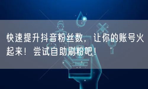 快速提升抖音粉丝数,让你的账号火起来!尝试自助刷粉吧!