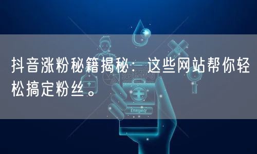 抖音涨粉秘籍揭秘:这些网站帮你轻松搞定粉丝。